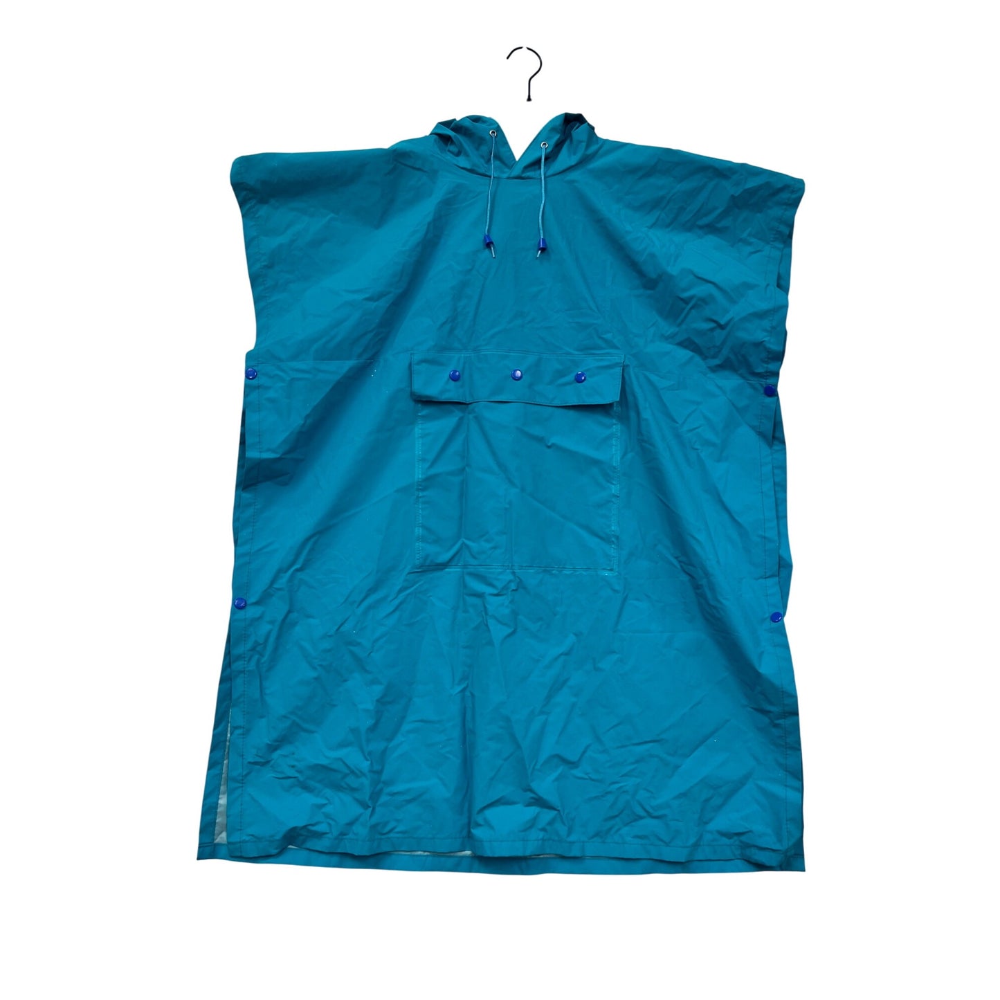 Lands End Kids OSFA Blue Hooded Waterproof Rain Poncho #8432