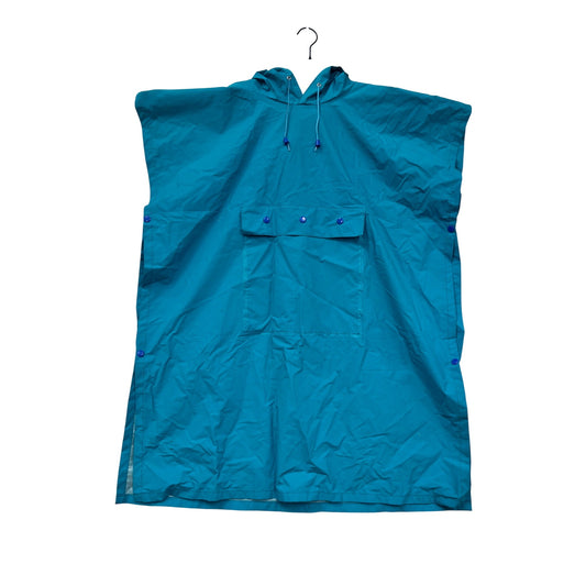 Lands End Kids OSFA Blue Hooded Waterproof Rain Poncho #8432