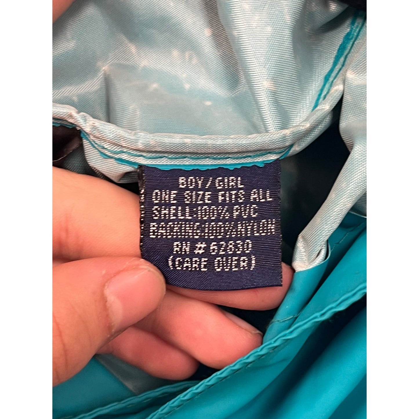 Lands End Kids OSFA Blue Hooded Waterproof Rain Poncho #8432