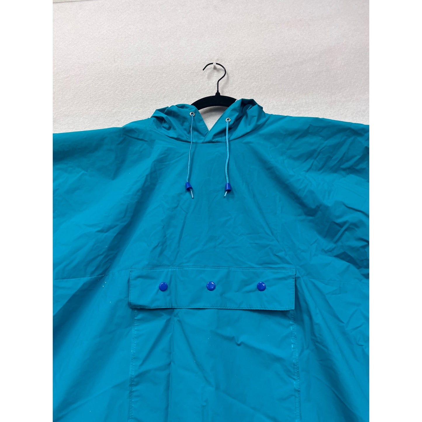 Lands End Kids OSFA Blue Hooded Waterproof Rain Poncho #8432