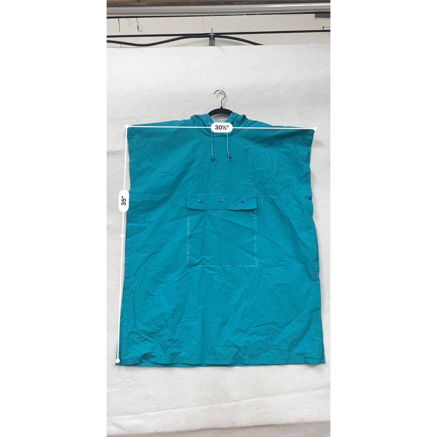 Lands End Kids OSFA Blue Hooded Waterproof Rain Poncho #8432