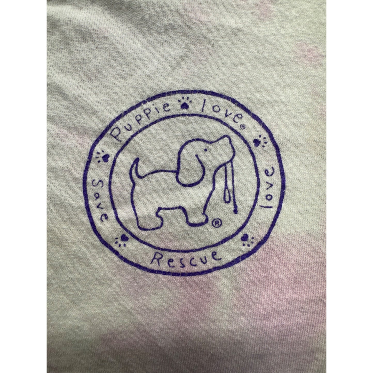 Puppie Love Youth Large Tie-Dye T-Shirt With Puppy Graphic #296B