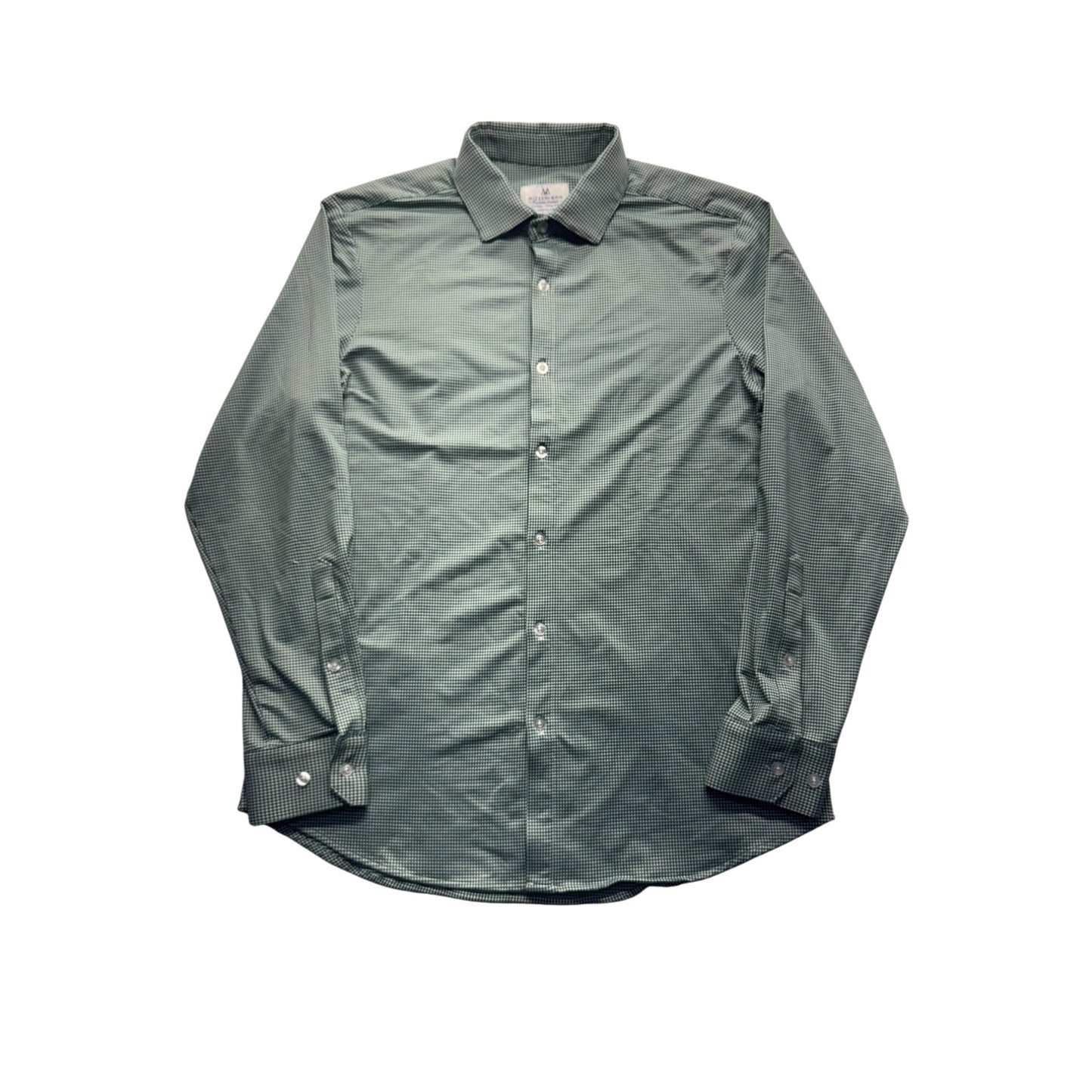 Mizzen+Main Trim Fit Green Checkered Long Sleeve Dress Shirt Size L #9051