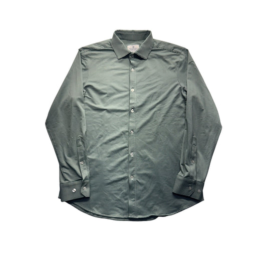 Mizzen+Main Trim Fit Green Checkered Long Sleeve Dress Shirt Size L #9051