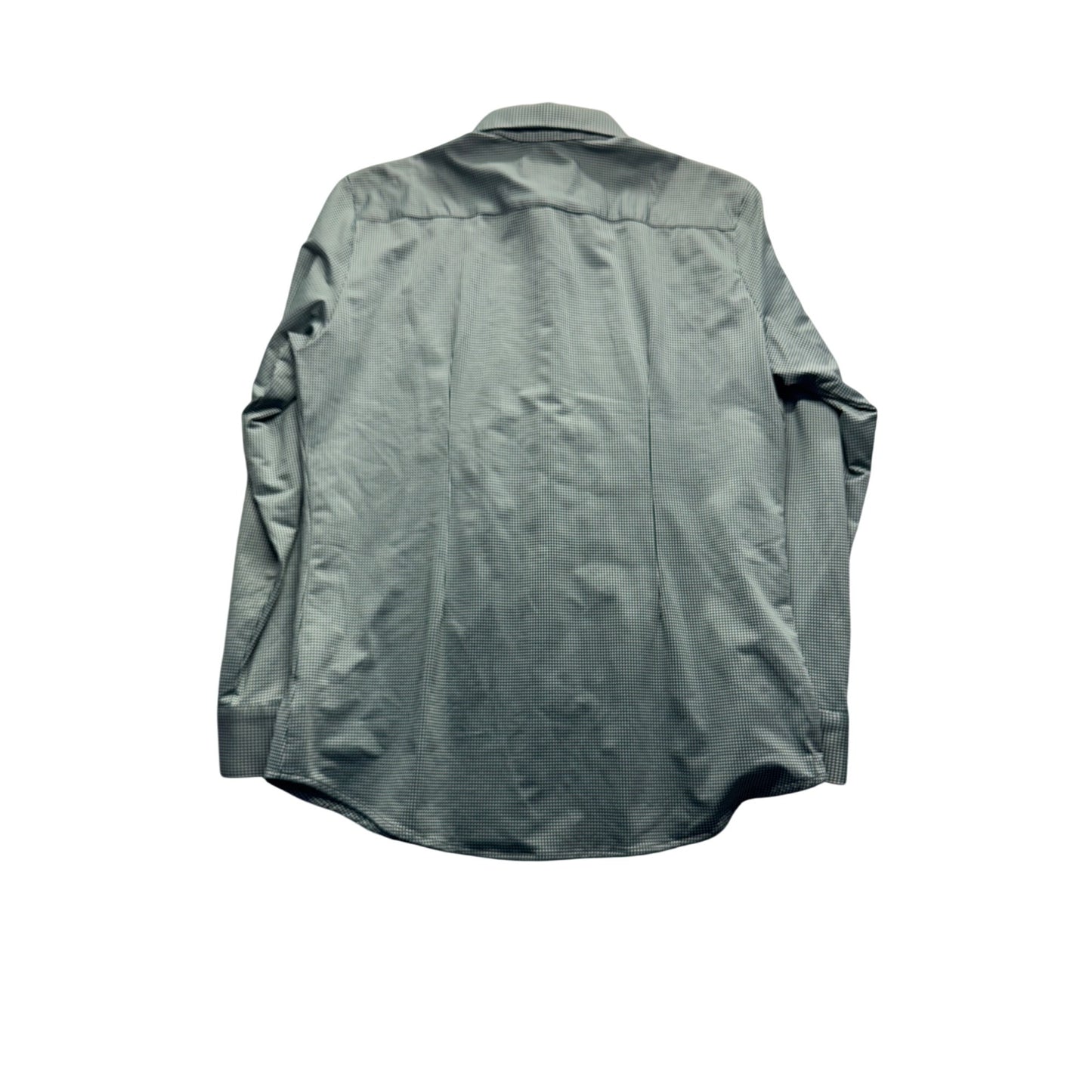 Mizzen+Main Trim Fit Green Checkered Long Sleeve Dress Shirt Size L #9051