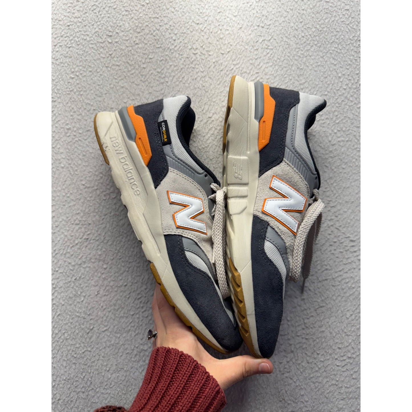 New Balance 997H Gray & Orange Suede Mesh Running Shoes #342B
