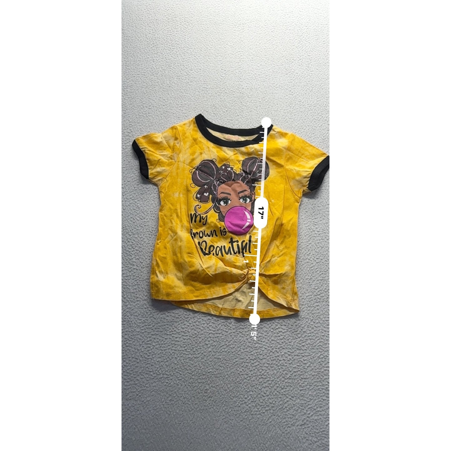 My Brown Is Beautiful Tie-Dye Yellow T-Shirt With Glitter Accents Size 6X #9329
