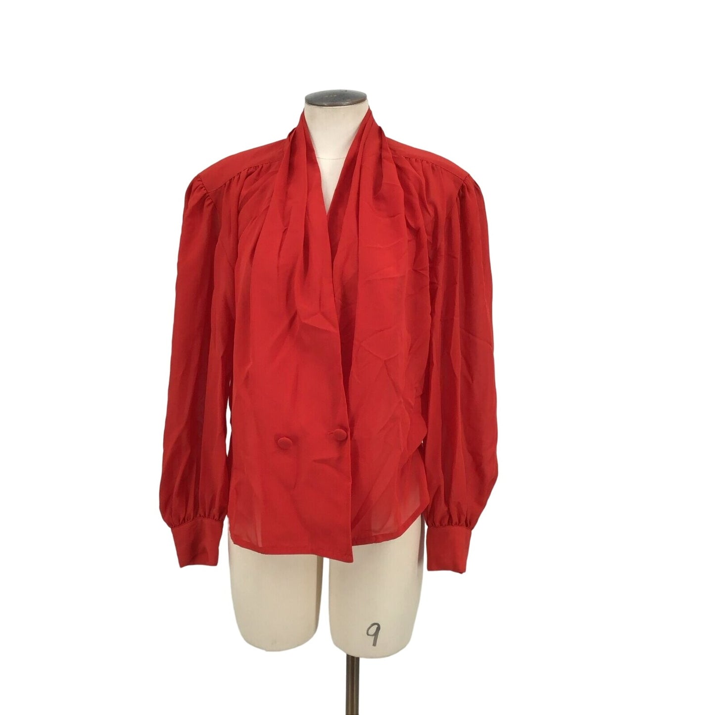 Impressions of California Sheer Red Blouse Half Button #018