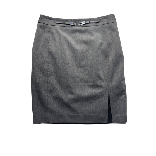 Gray Pencil Skirt With Side Slit & Silver Buckle Detail Size 6 Express #186B