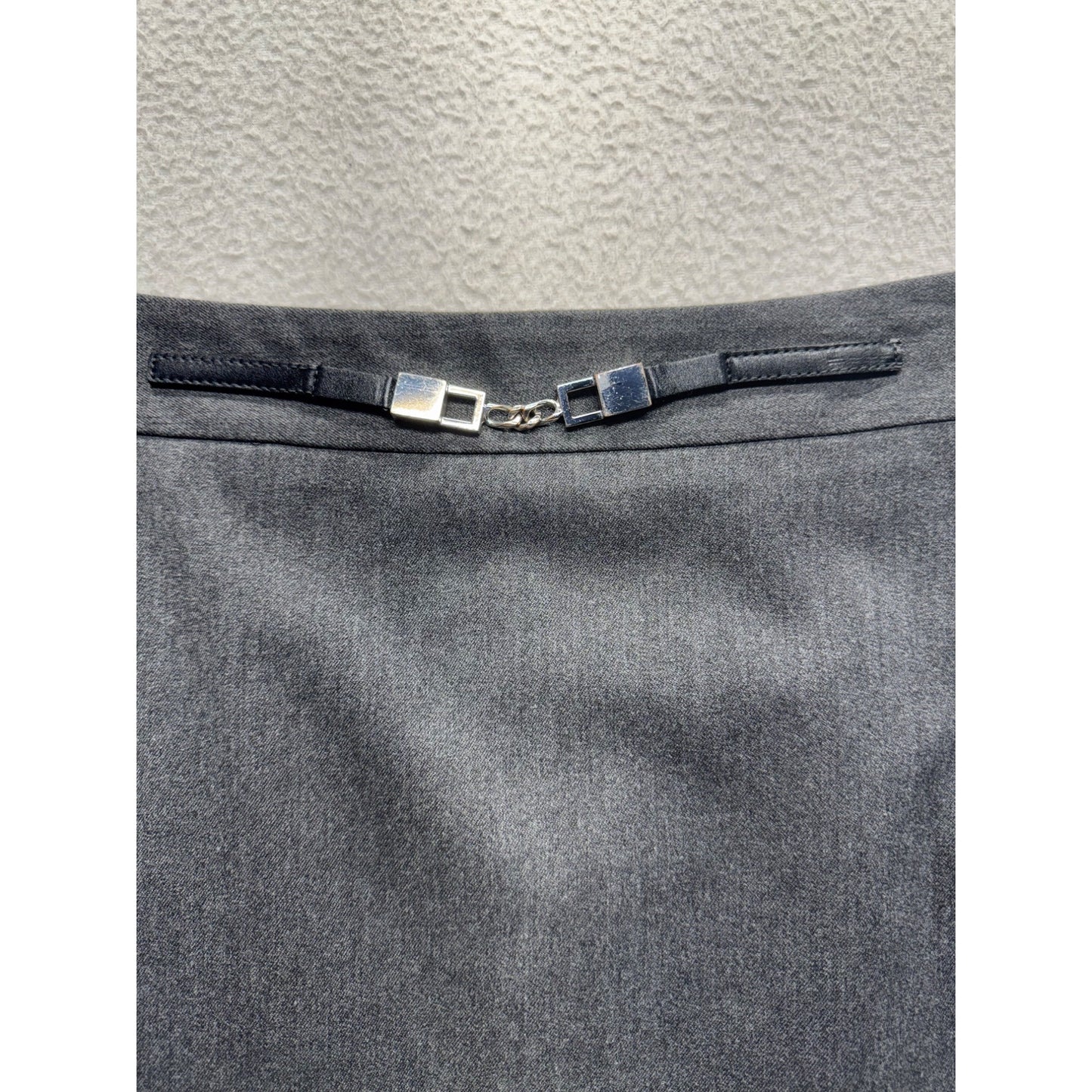 Gray Pencil Skirt With Side Slit & Silver Buckle Detail Size 6 Express #186B