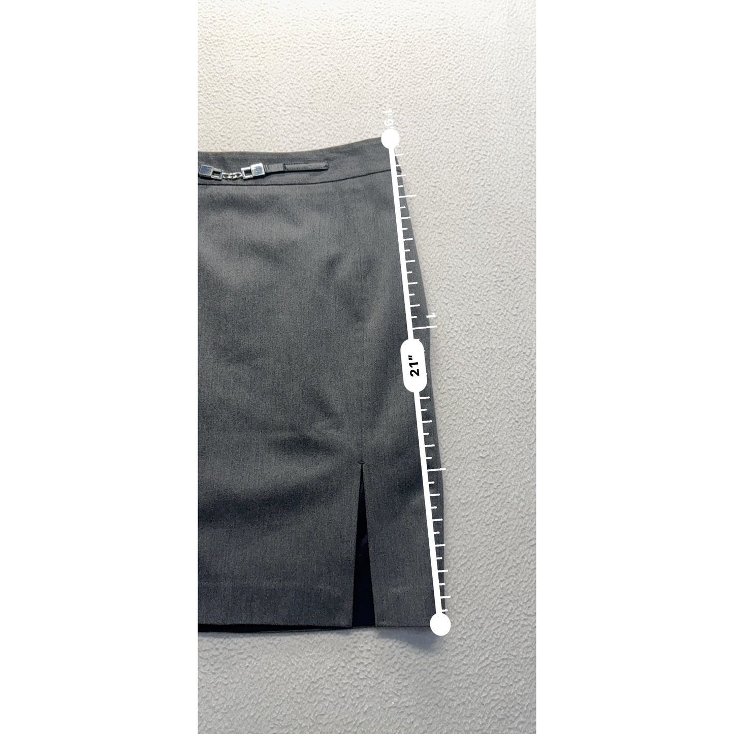 Gray Pencil Skirt With Side Slit & Silver Buckle Detail Size 6 Express #186B
