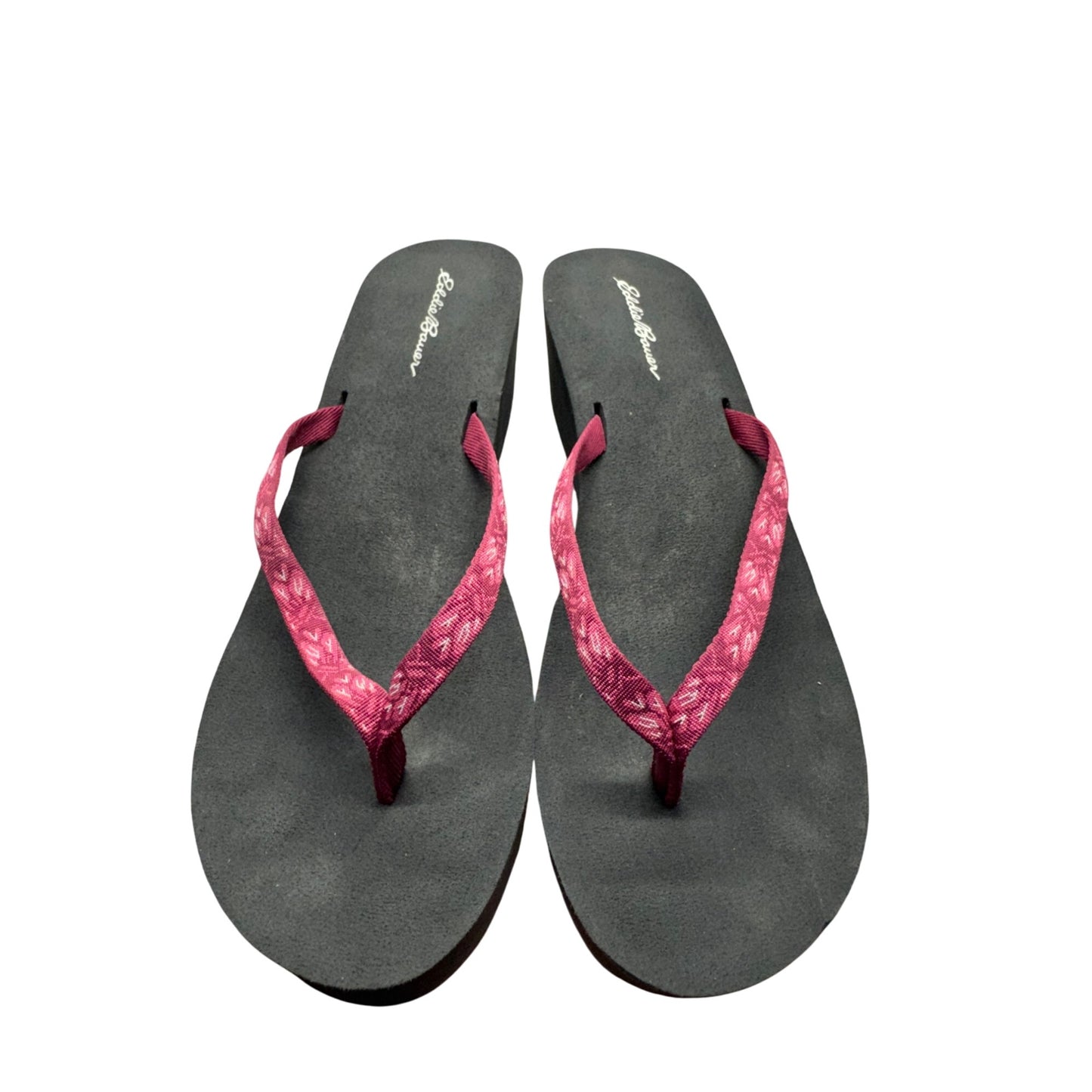 Eddie Bauer Pink & Black Wedge Flip-Flops #9009