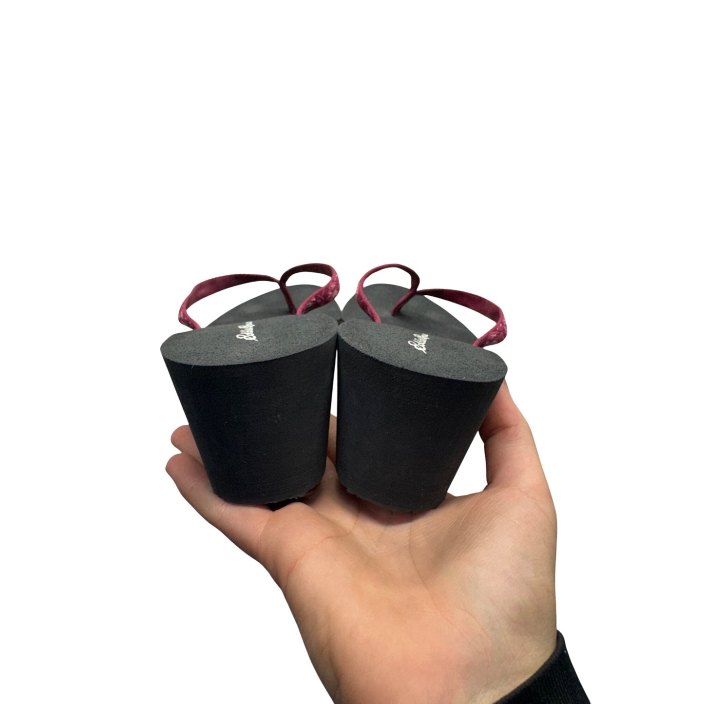 Eddie Bauer Pink & Black Wedge Flip-Flops #9009