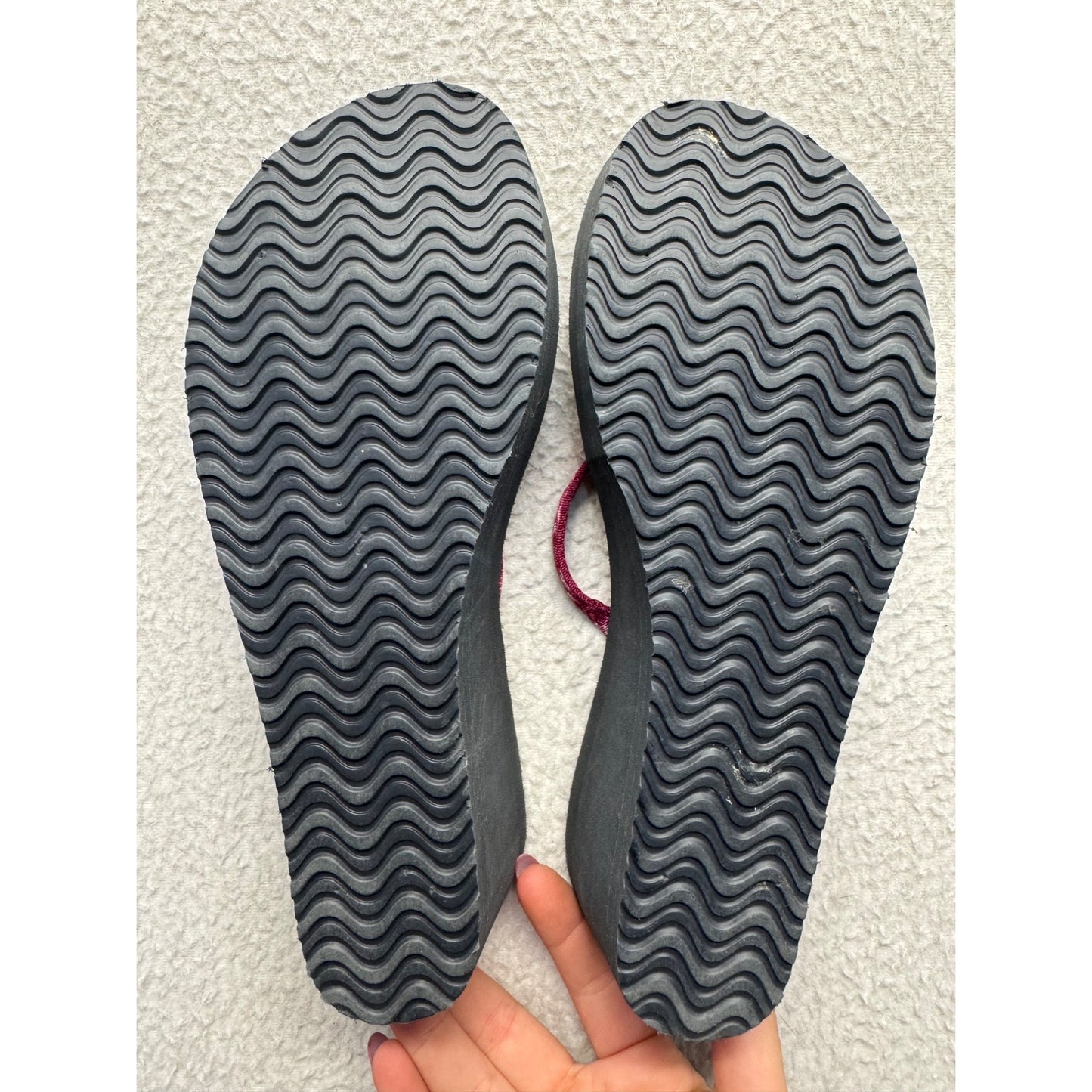 Eddie Bauer Pink & Black Wedge Flip-Flops #9009