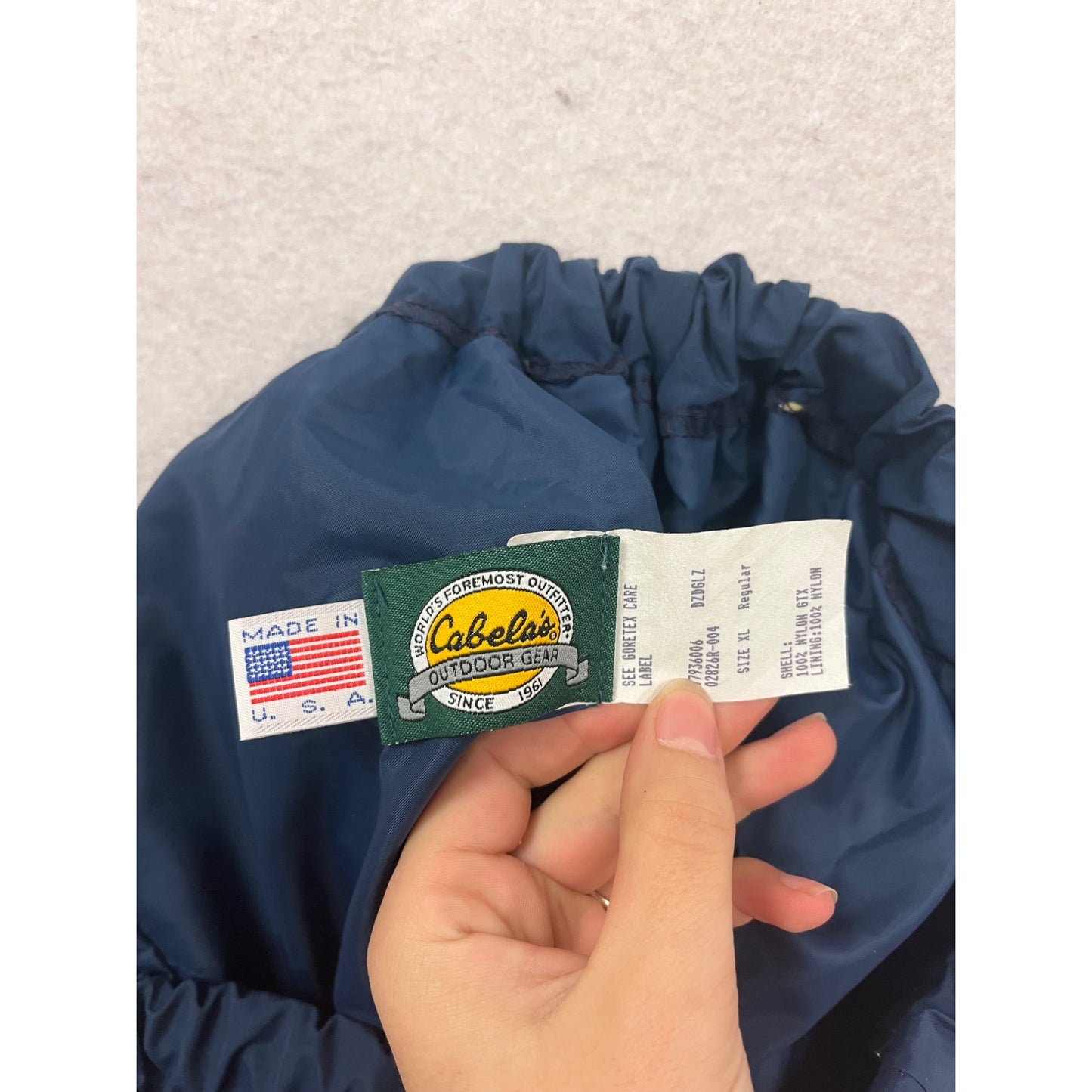 Cabelas Gore-Tex Navy Blue Rain Pants Size L Made In USA #839A