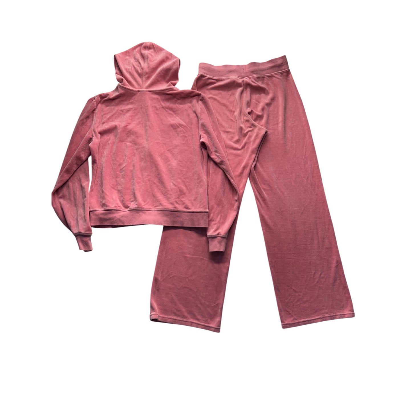 Athletic Works Pink Velour Hoodie & Wide-Leg Pants Set L #9044