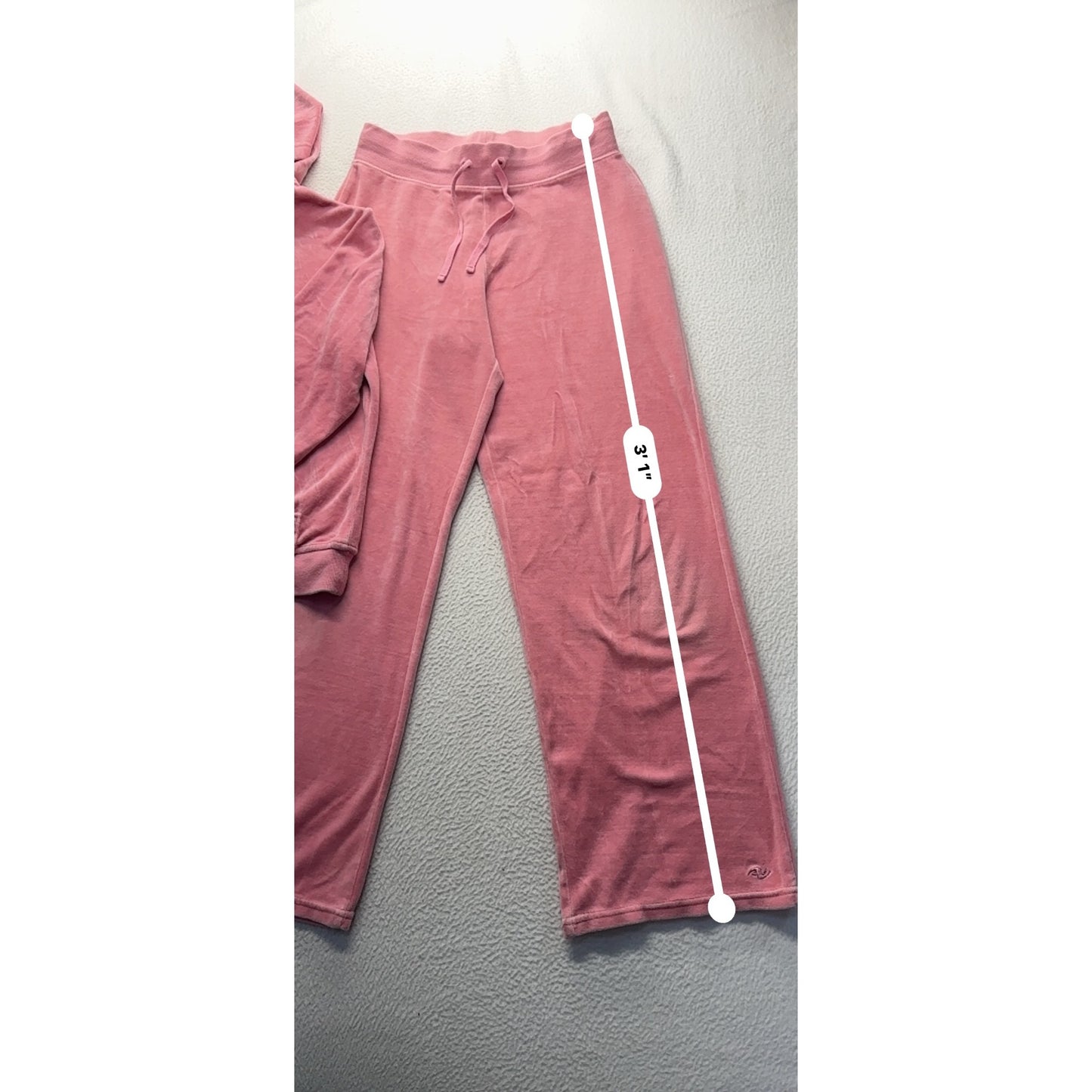 Athletic Works Pink Velour Hoodie & Wide-Leg Pants Set L #9044