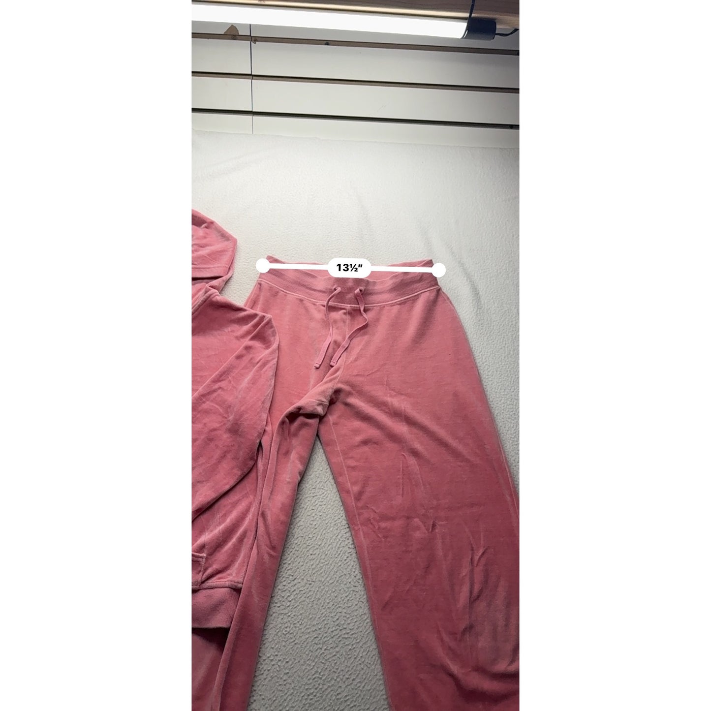 Athletic Works Pink Velour Hoodie & Wide-Leg Pants Set L #9044