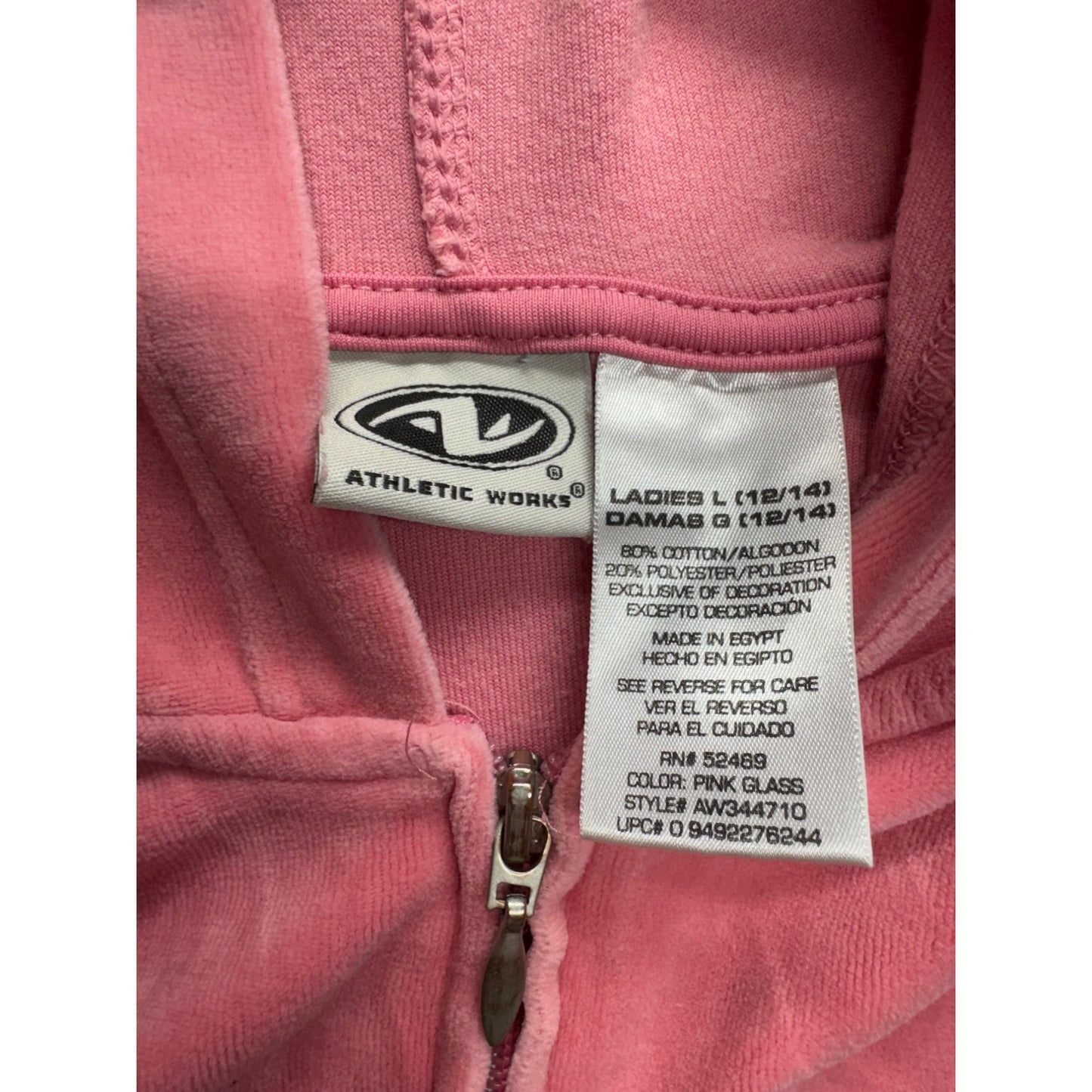 Athletic Works Pink Velour Hoodie & Wide-Leg Pants Set L #9044