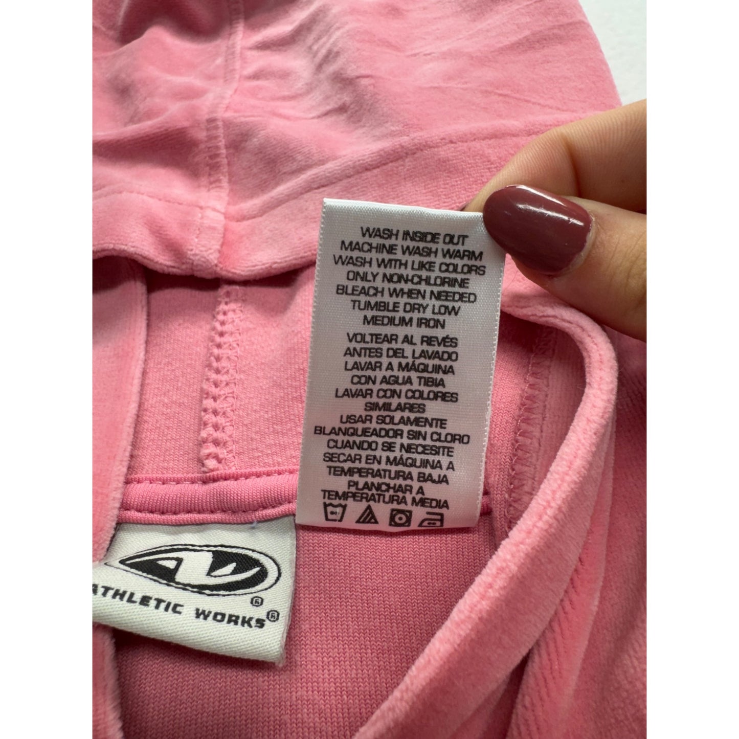 Athletic Works Pink Velour Hoodie & Wide-Leg Pants Set L #9044