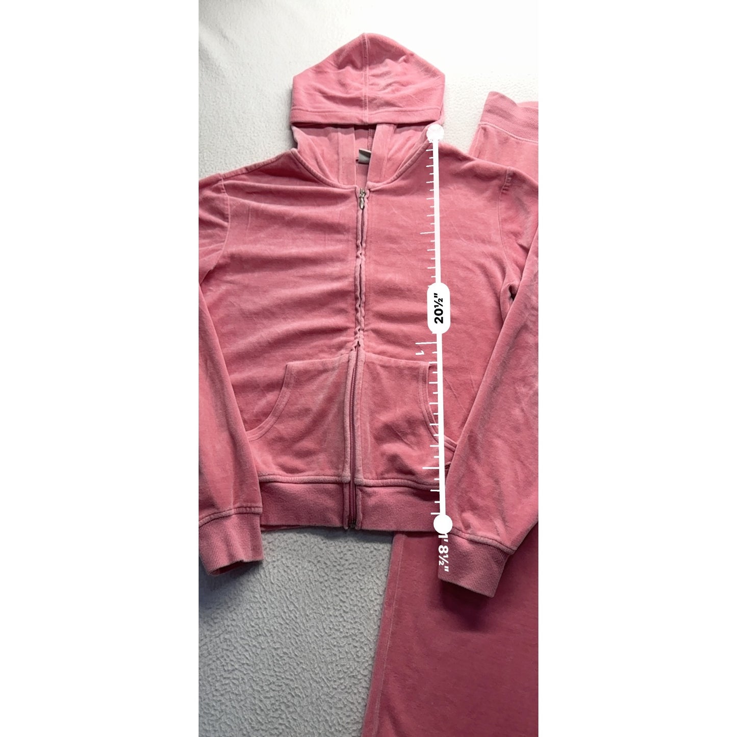 Athletic Works Pink Velour Hoodie & Wide-Leg Pants Set L #9044