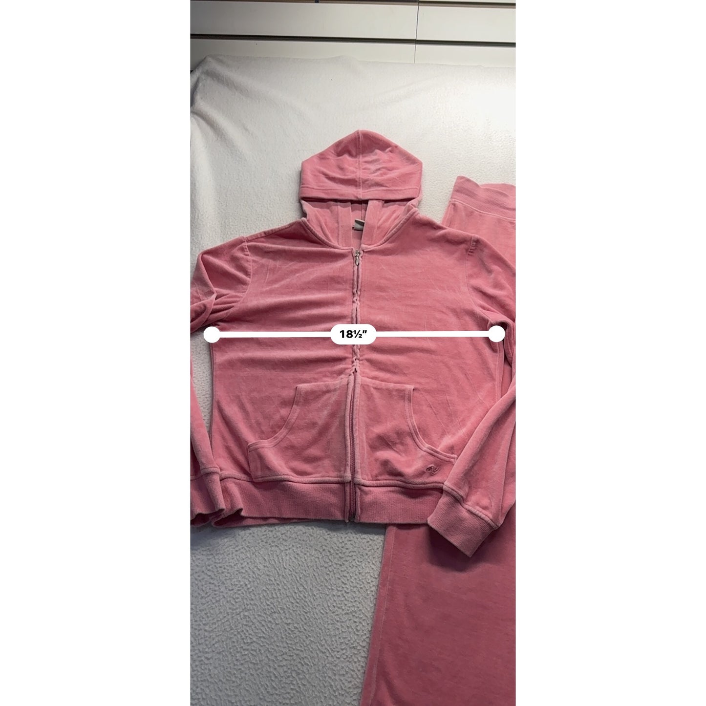 Athletic Works Pink Velour Hoodie & Wide-Leg Pants Set L #9044