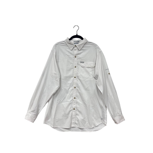 Columbia Mens Medium White Insect Blocker Long Sleeve Button-Up Shirt #6812