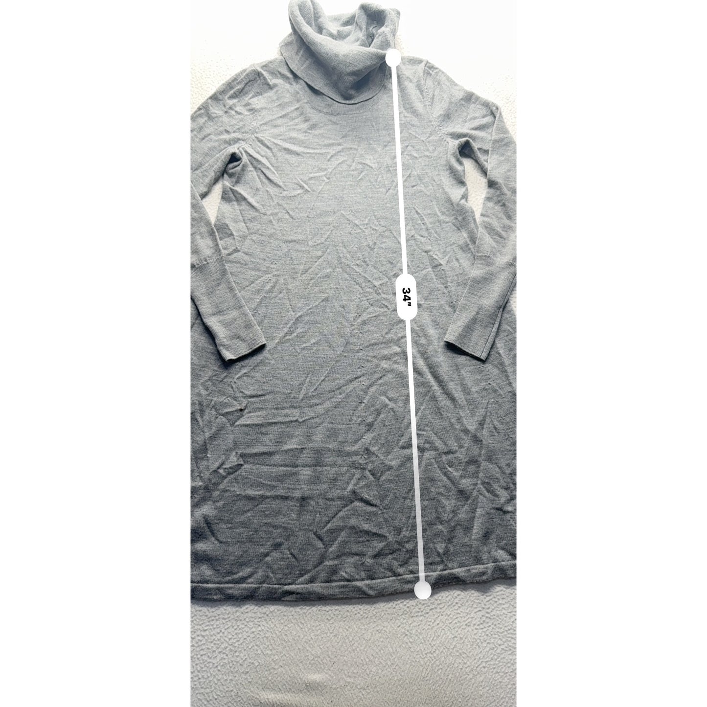 Artisanory Gray Merino Wool Turtleneck Long Sleeve Dress XS #9342