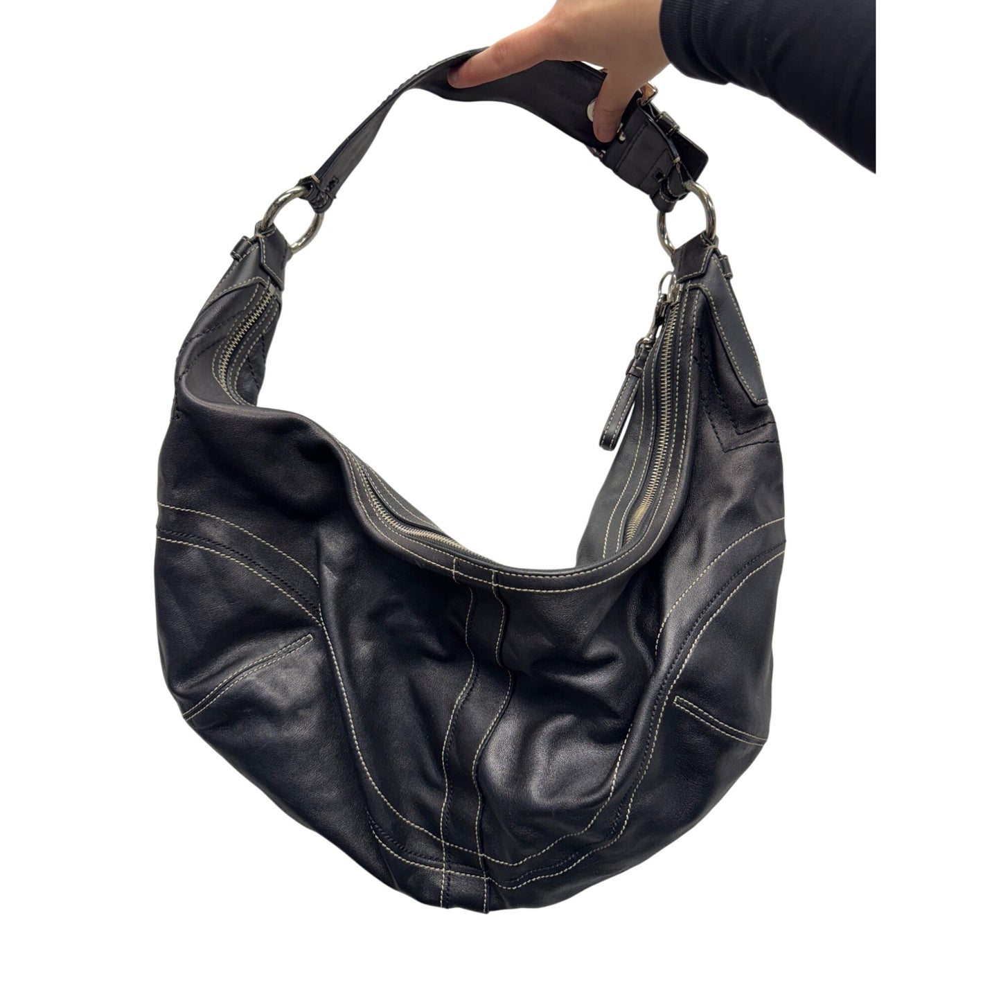 Coach Black Leather Handbag#7748