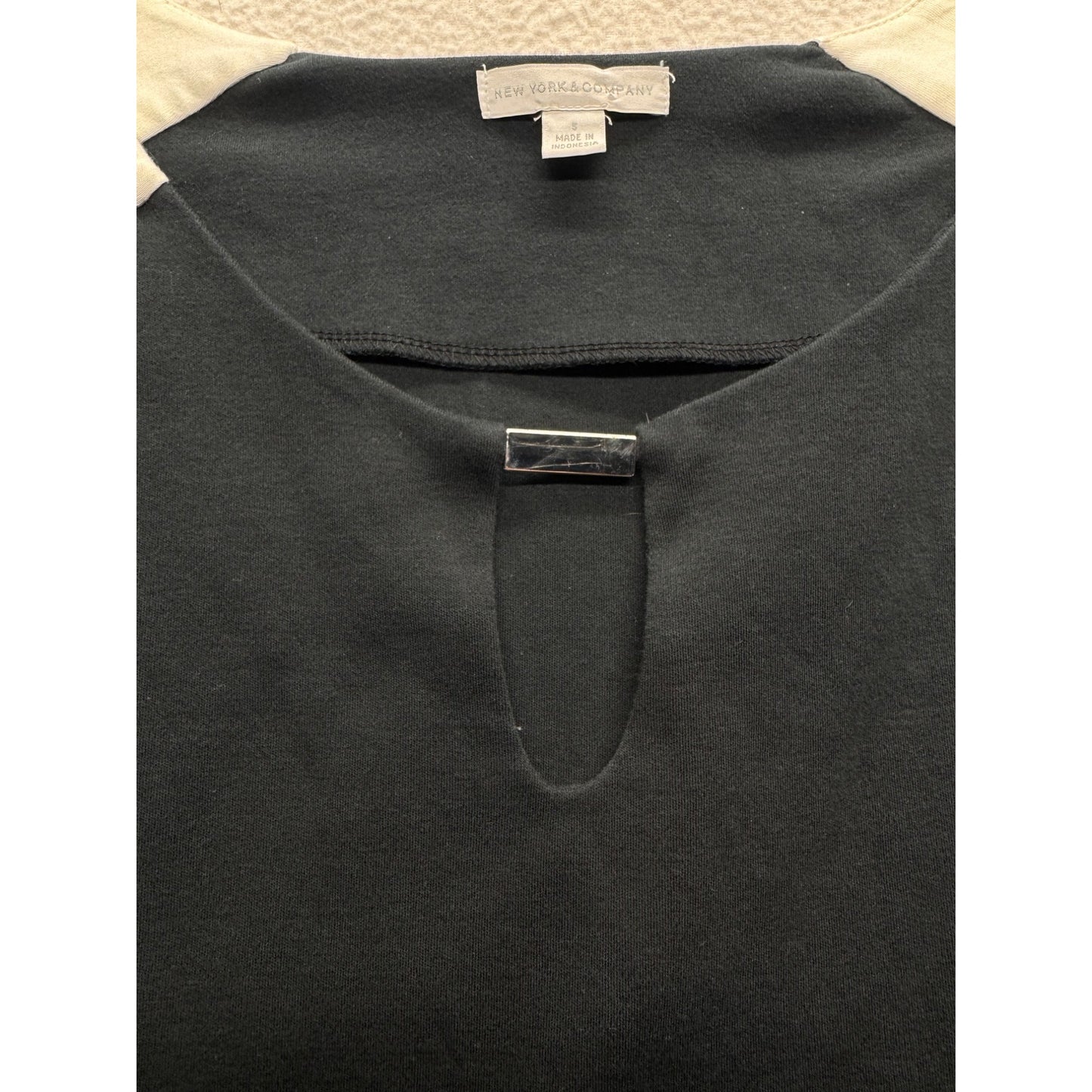 New York & Company Colorblock Sleeveless Cotton Dress Navy/White Size S #9142