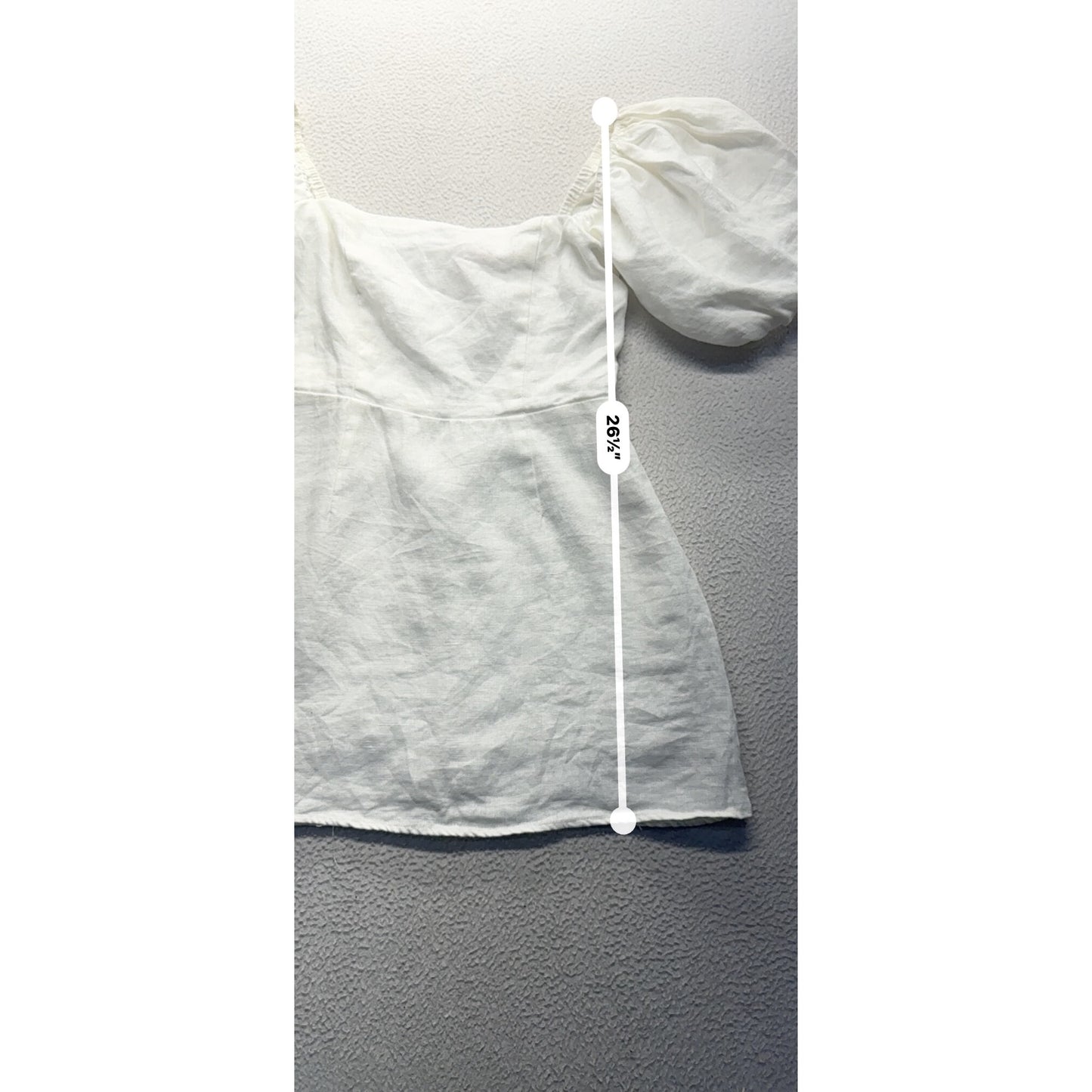 Verge White Linen Puff Sleeve Mini Dress Size 8 #9722