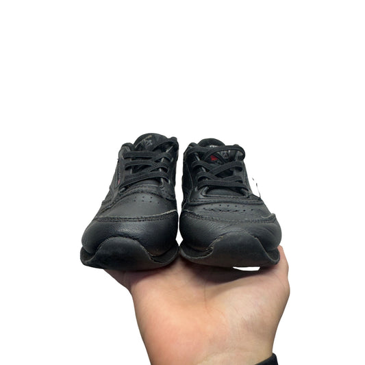 Reebok Classic Kids Black Leather Sneakers #384B