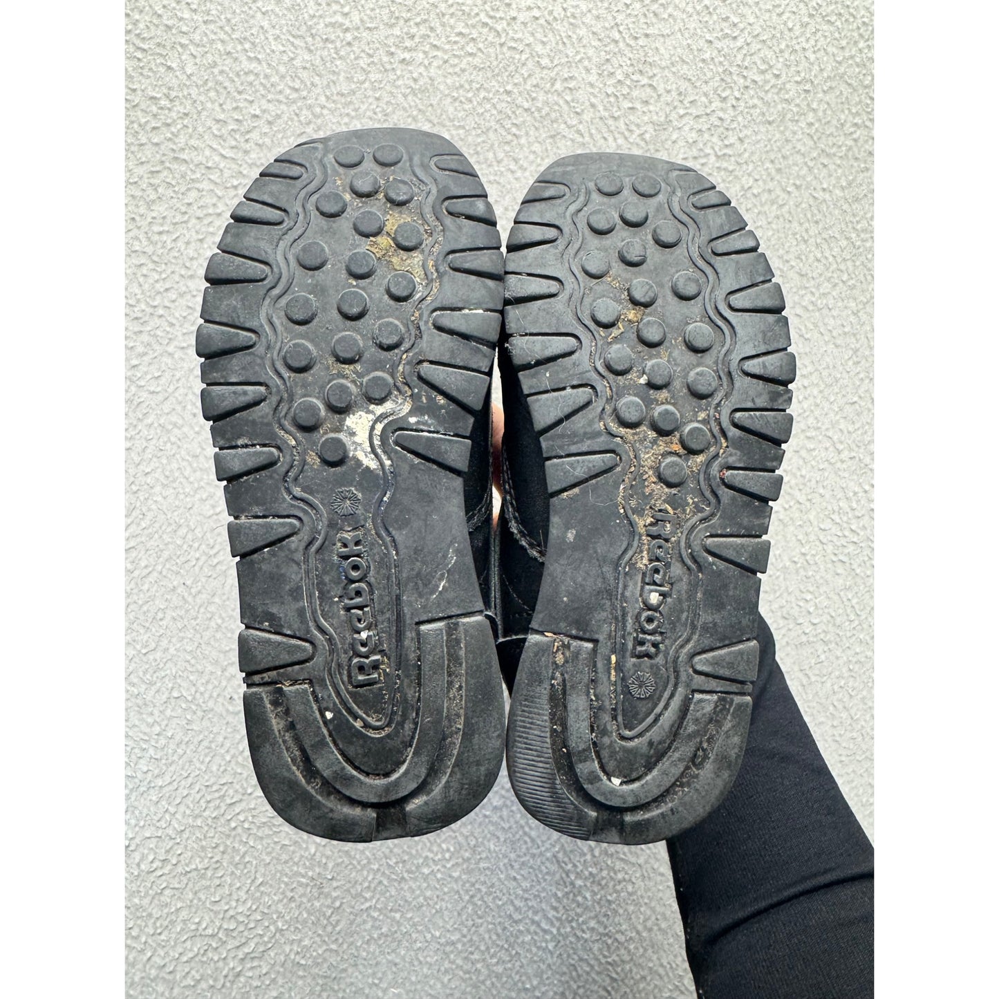 Reebok Classic Kids Black Leather Sneakers #384B