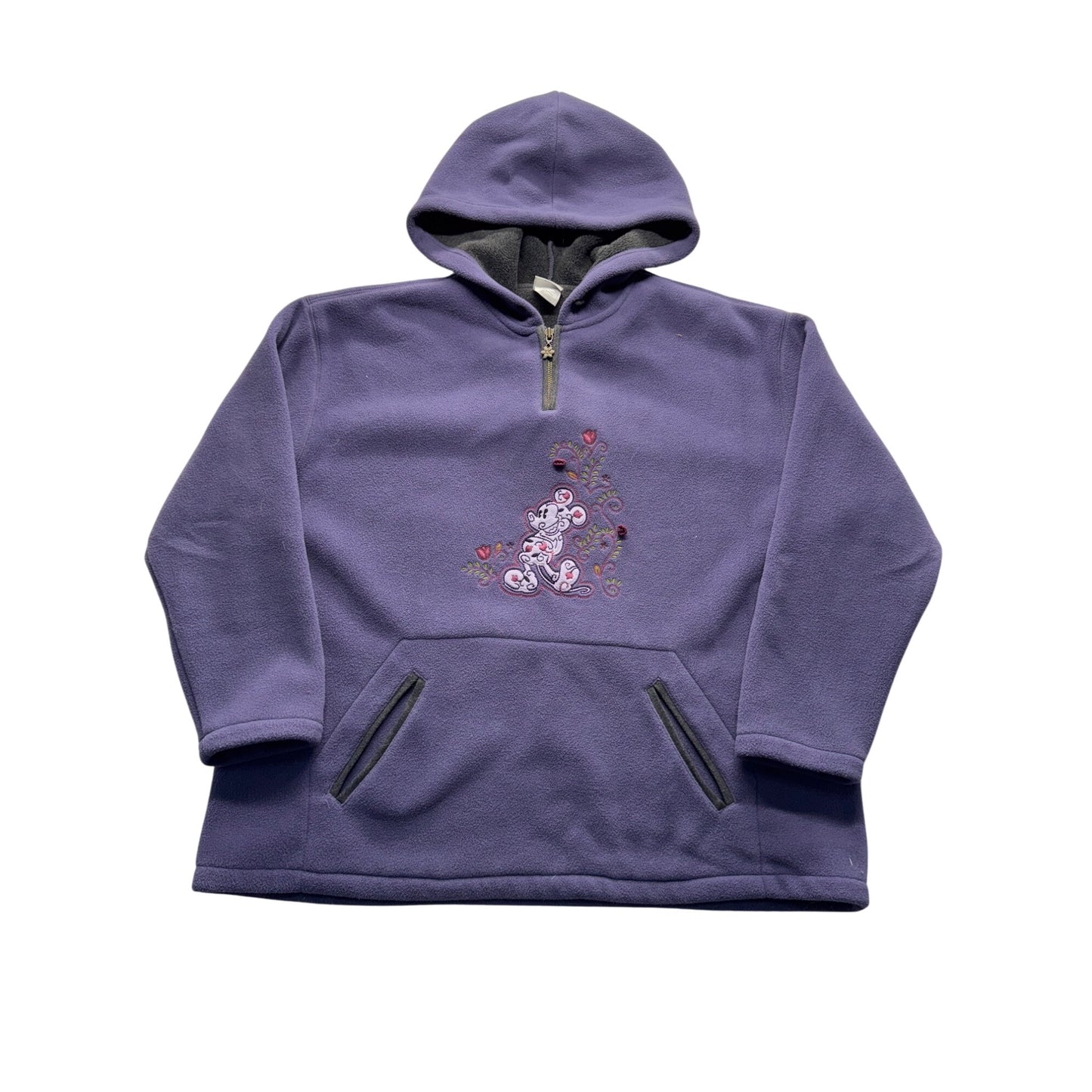 VNTG Disney Purple Hooded Pullover With Mickey Mouse Embroidery #7844