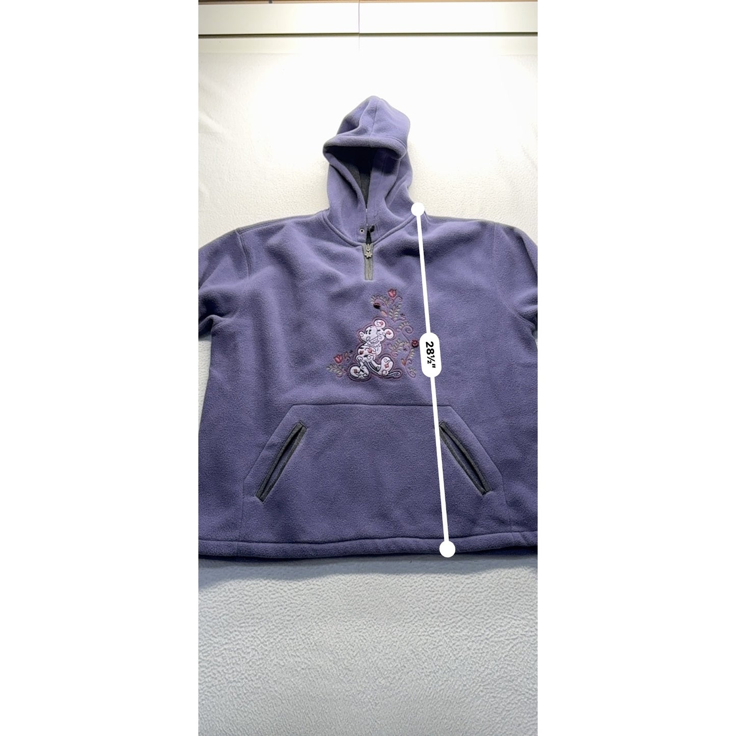 VNTG Disney Purple Hooded Pullover With Mickey Mouse Embroidery #7844