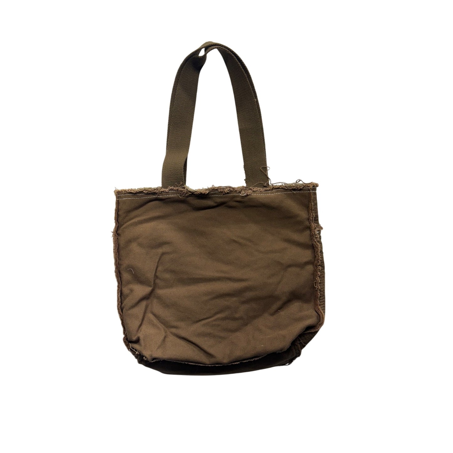 Y2K Life Is Good Brown Canvas Tote Bag With Flower Embroidery #7498