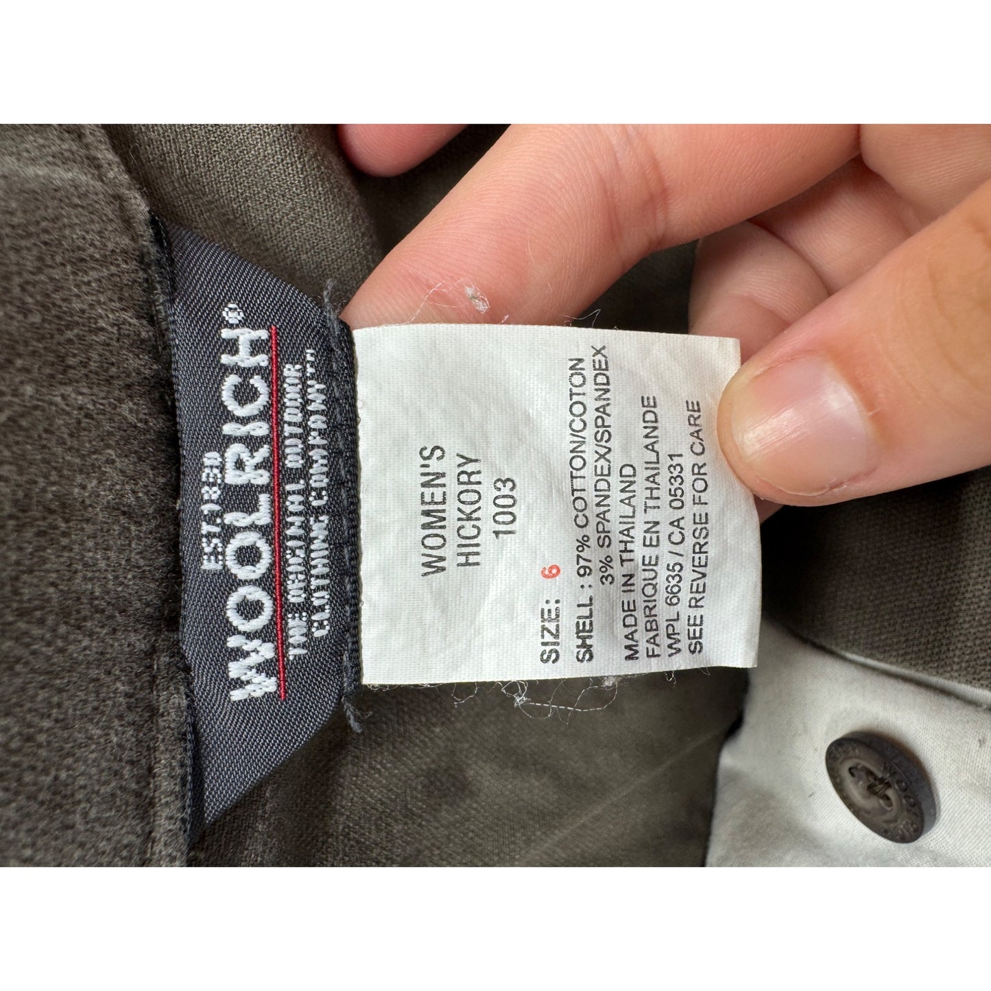 Woolrich Hickory Pants Size 6 Olive Green Cotton Blend Straight Leg #18B
