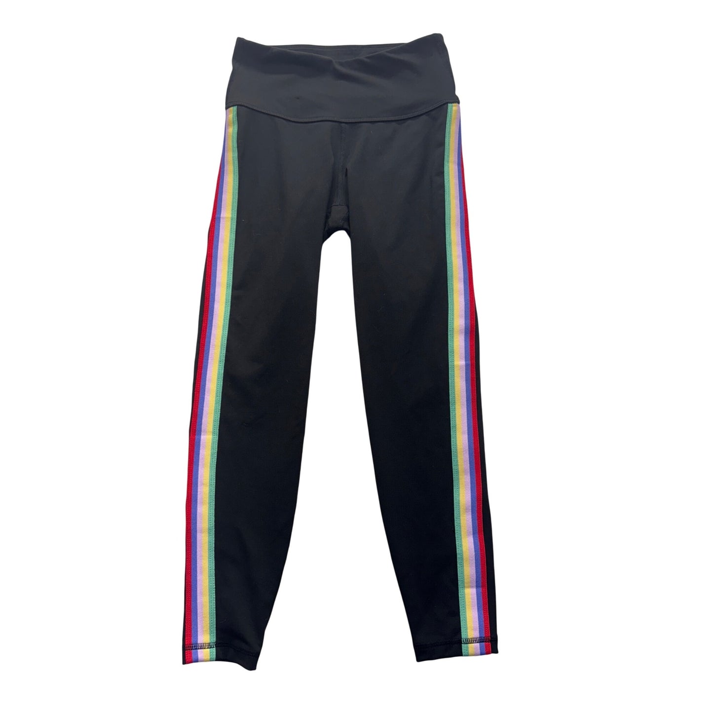 Old Navy Active Black Leggings With Rainbow Side Stripes Go-Dry Size S #9915