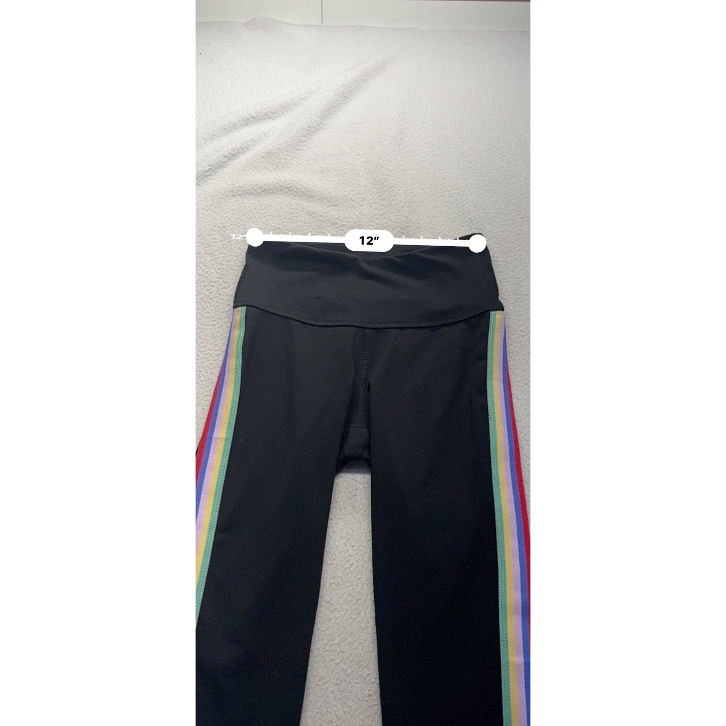Old Navy Active Black Leggings With Rainbow Side Stripes Go-Dry Size S #9915