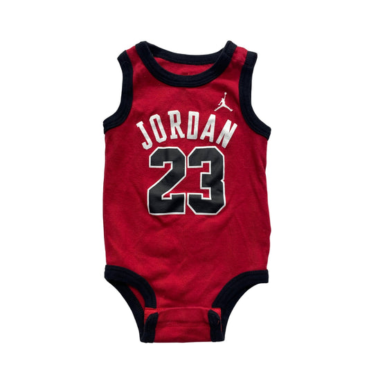 Baby Jordan 23 Red & Black Sleeveless Bodysuit #7397