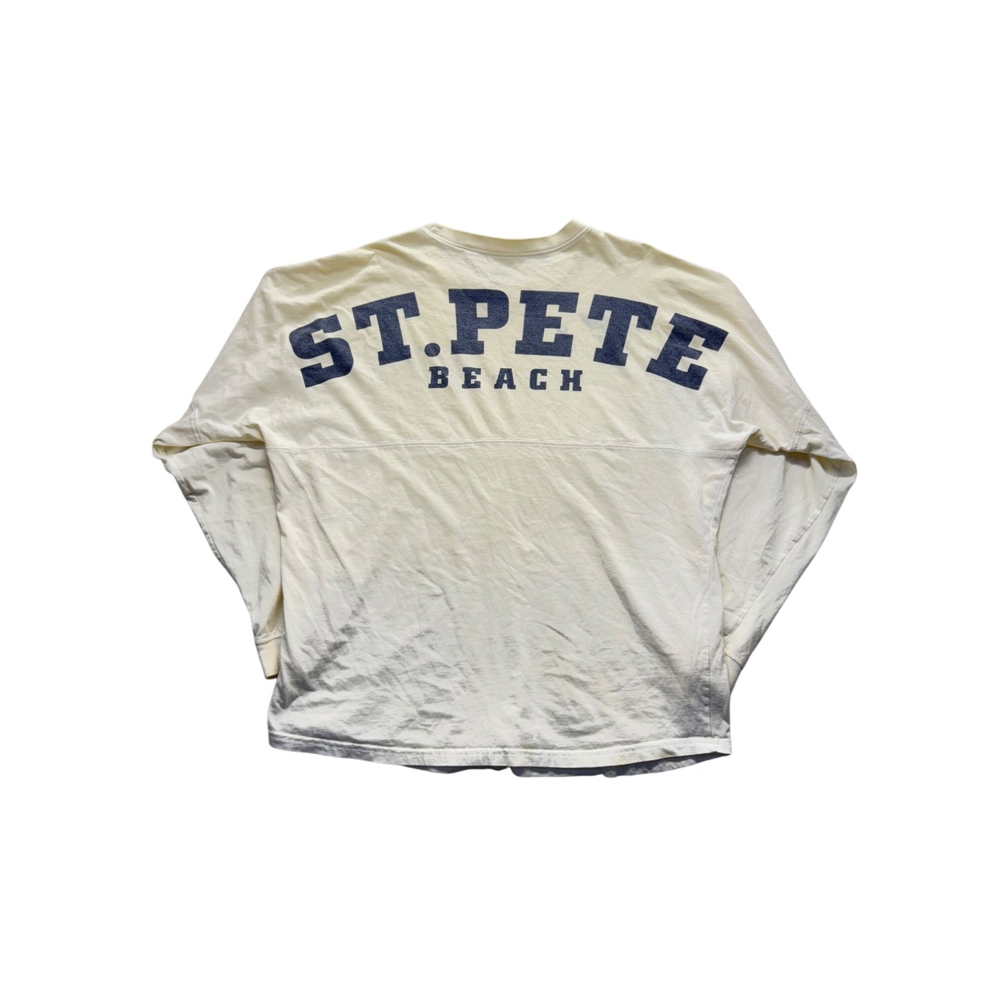 St. Pete Beach Long Sleeve Graphic T-Shirt Wings S White Cotton #9729