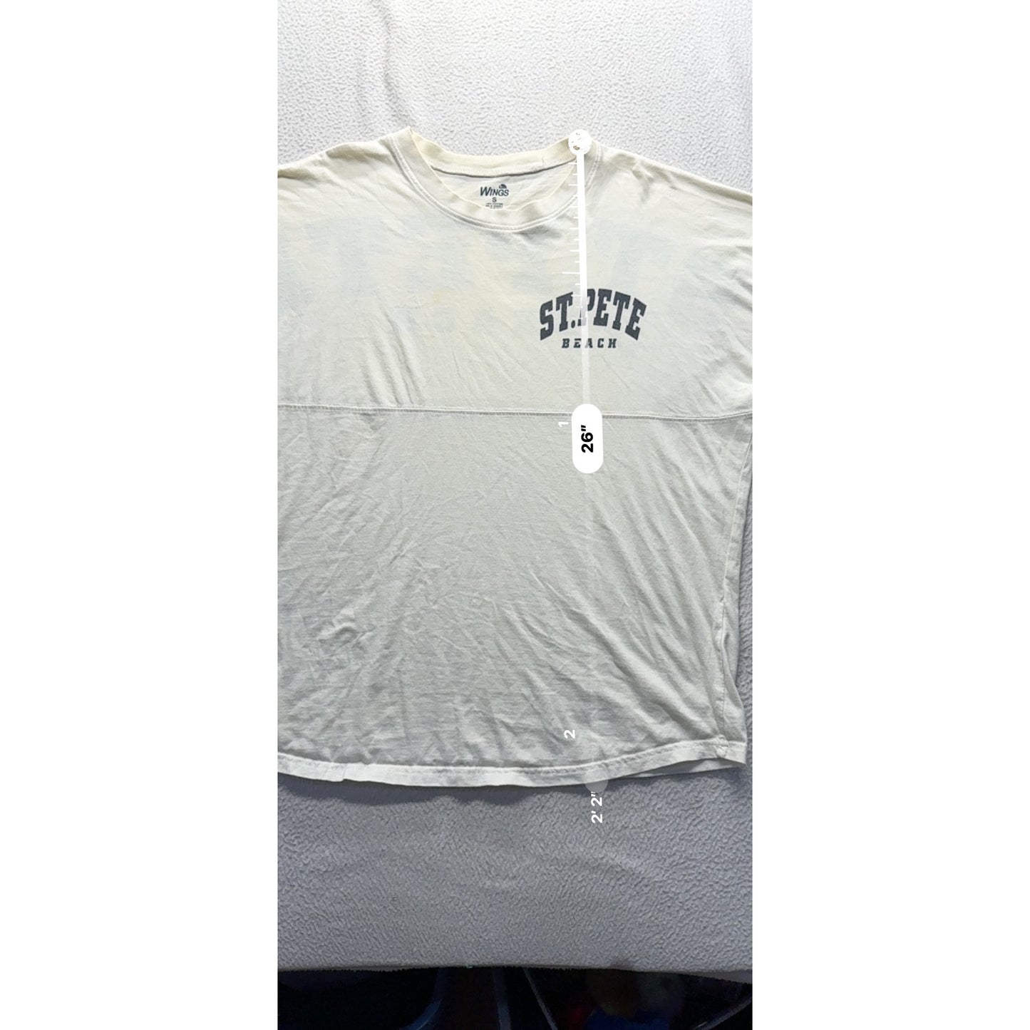 St. Pete Beach Long Sleeve Graphic T-Shirt Wings S White Cotton #9729