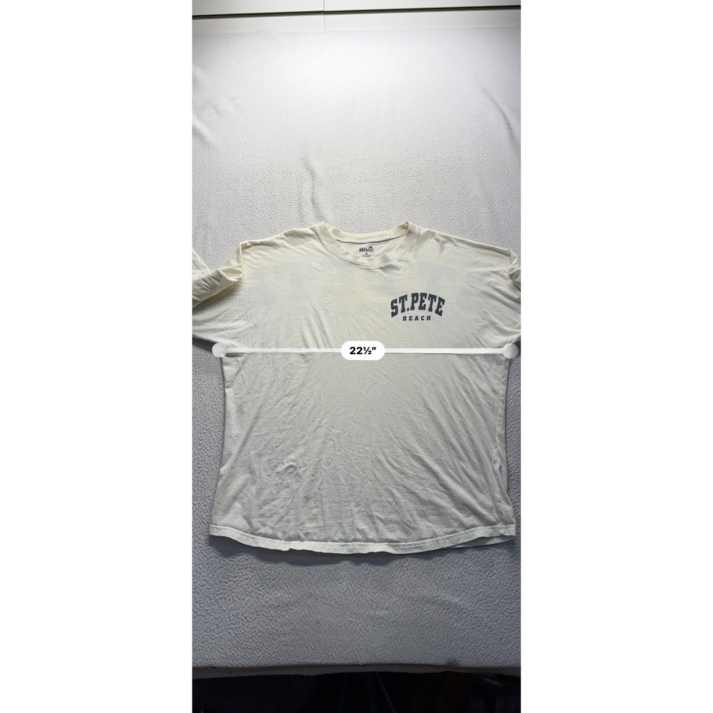 St. Pete Beach Long Sleeve Graphic T-Shirt Wings S White Cotton #9729