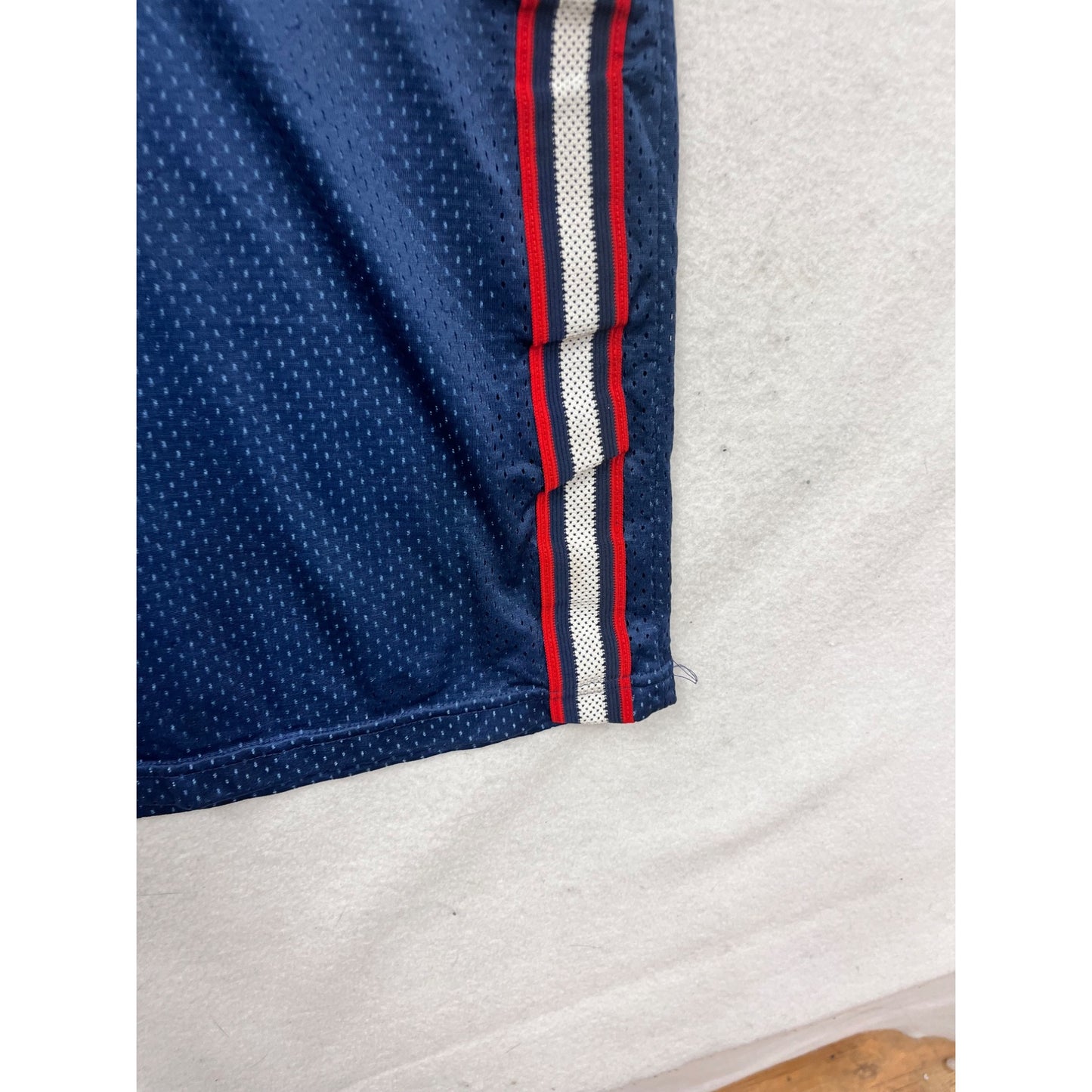 Athletic Navy Blue Mesh Tank Top With Red & White Stripes #730A