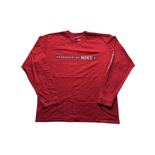 VTG Nike Red  Crewneck T-Shirt "Property Of Nike" Athletic Department #7979