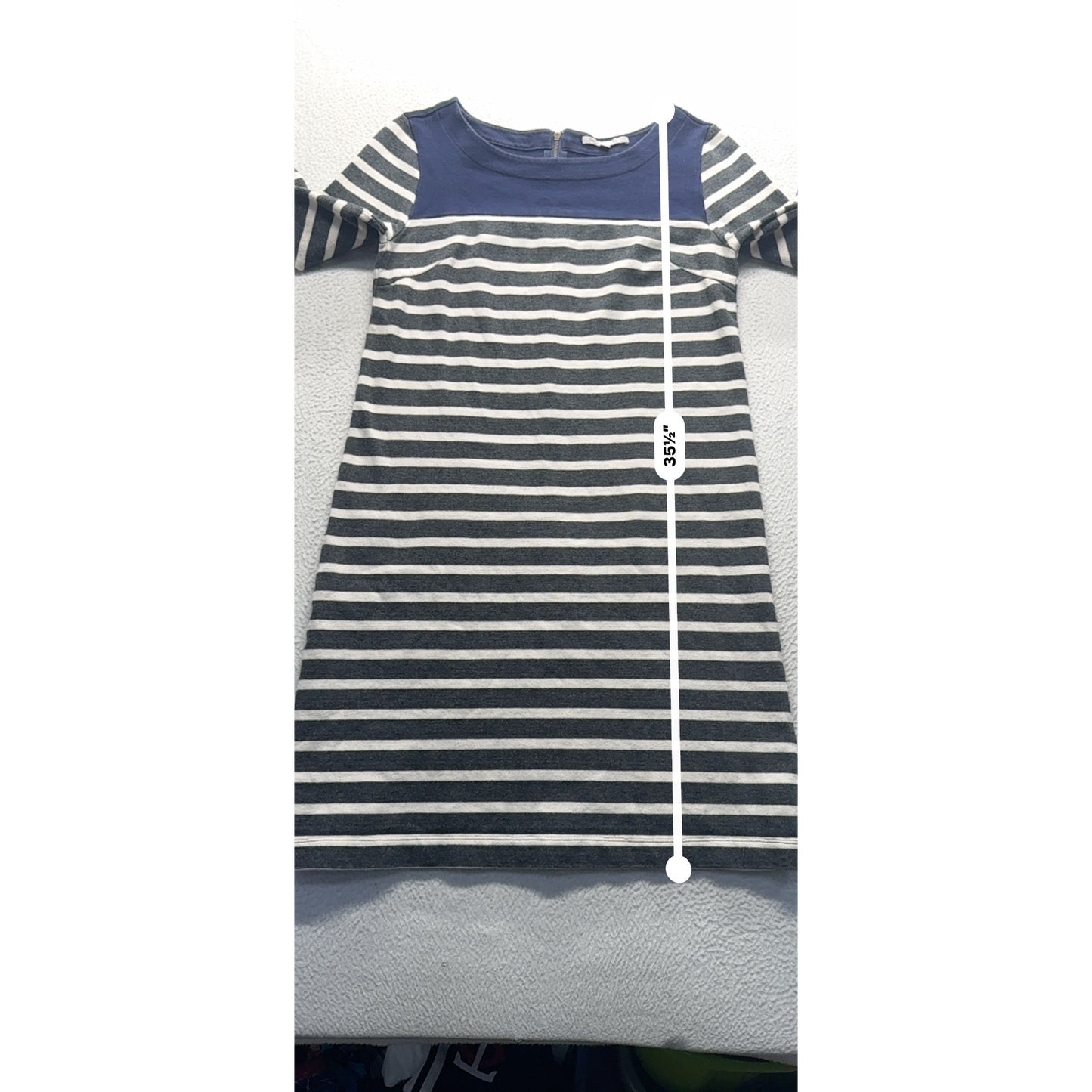 Gap Navy/White Striped Dress 3/4 Sleeves Size S 100% Cotton #9137