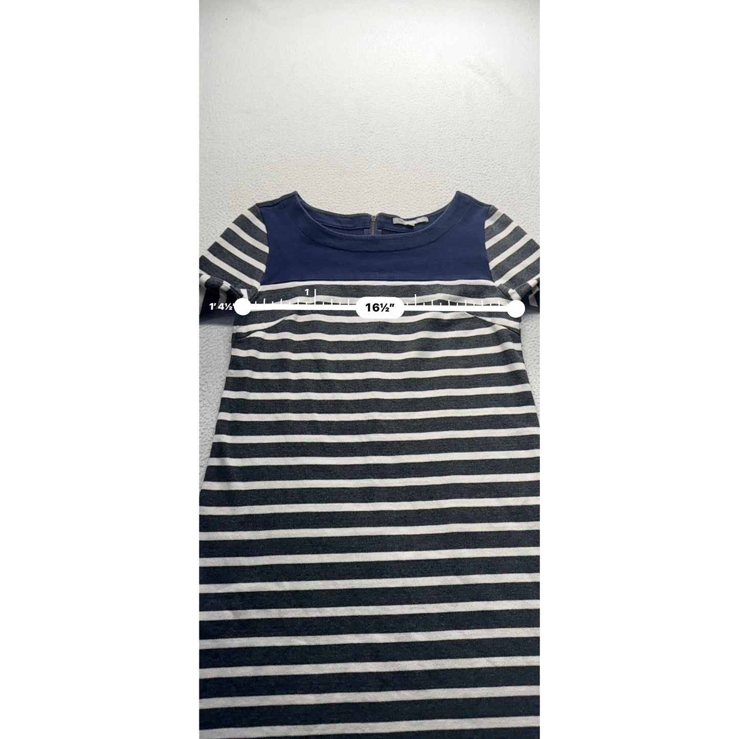 Gap Navy/White Striped Dress 3/4 Sleeves Size S 100% Cotton #9137