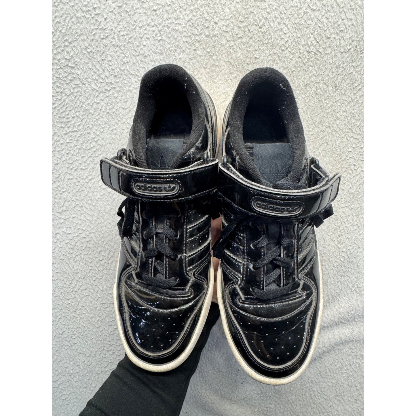 Adidas Forum Low Black Patent Leather Sneakers Size 7.5 #145B