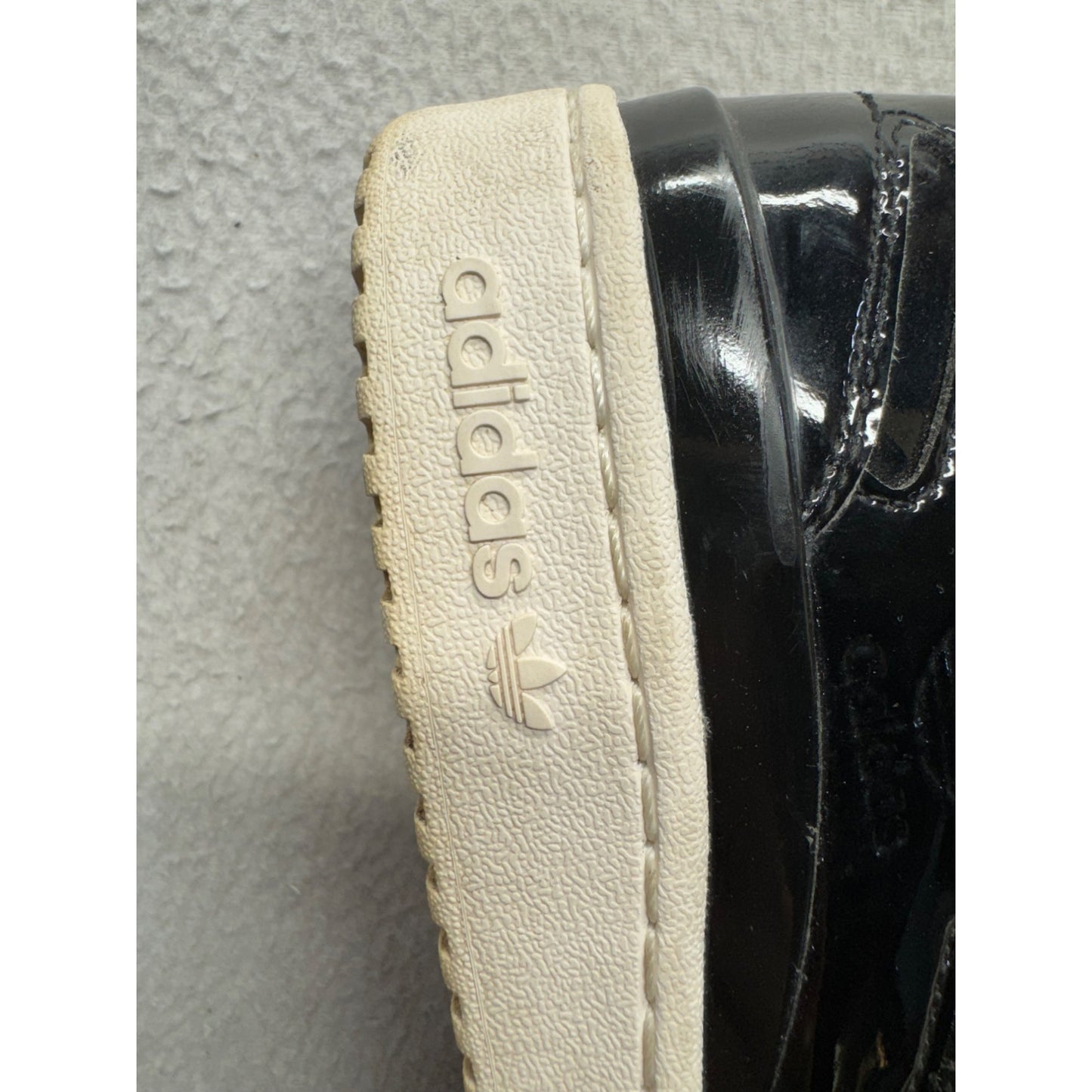 Adidas Forum Low Black Patent Leather Sneakers Size 7.5 #145B