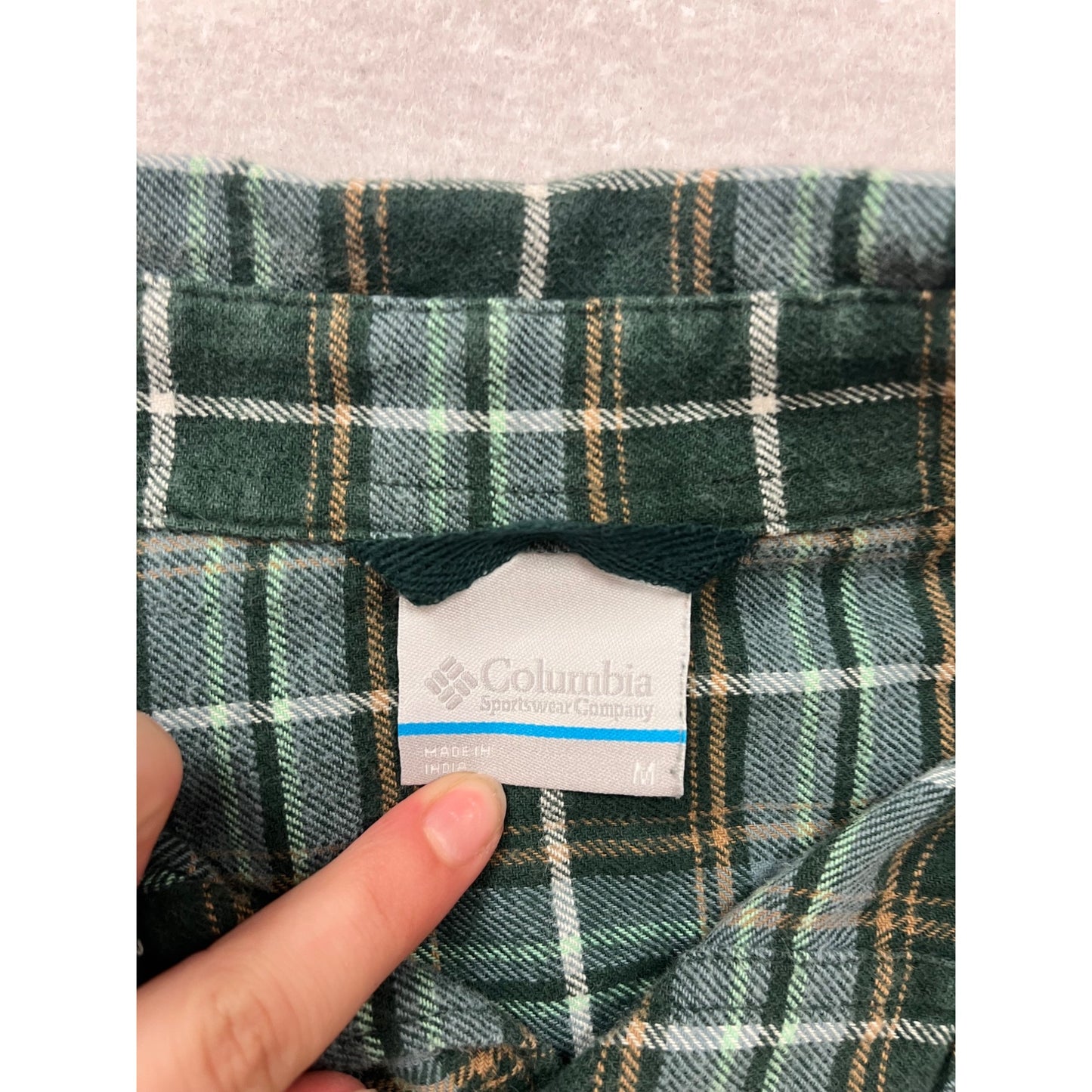 Columbia Medium Green Plaid Button-Up Shirt #8826